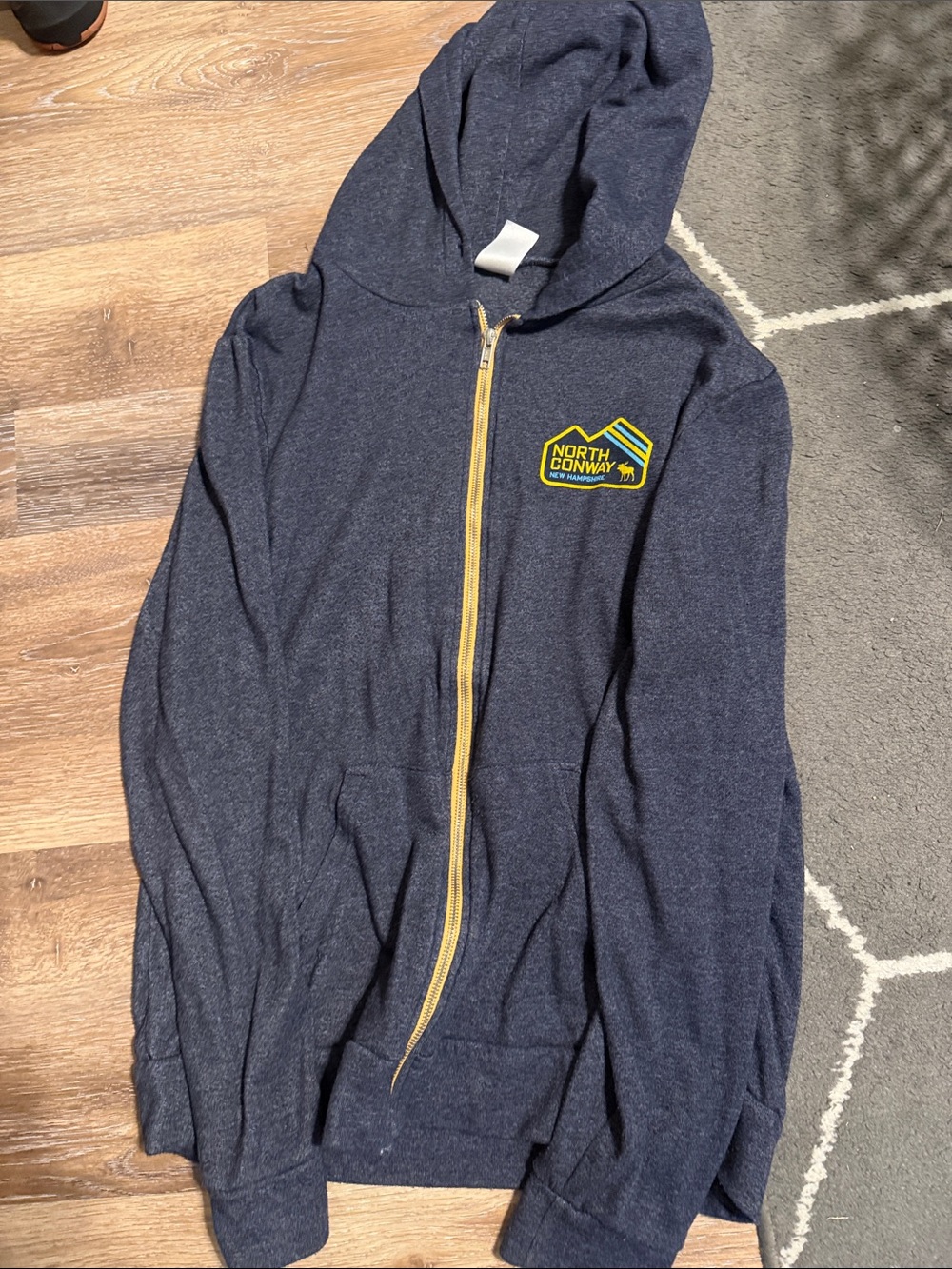 Adult Navy Zip-Up Hoodie with Yellow Trim